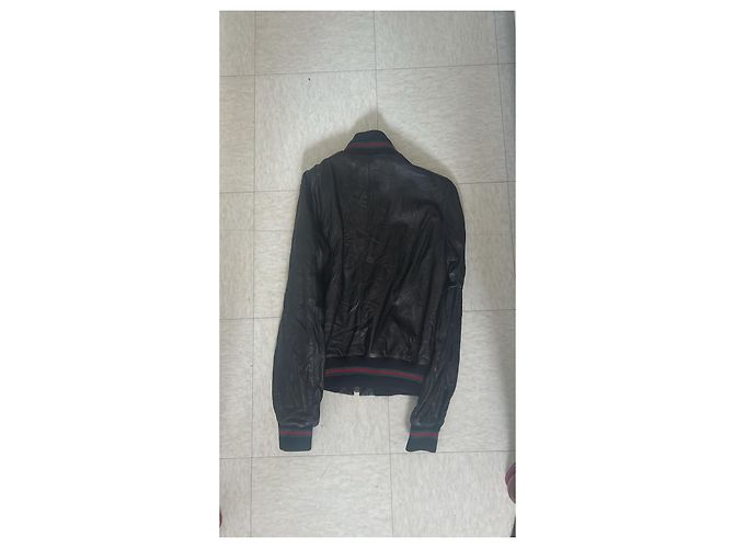 Chaqueta Aviador de Cuero Gucci Negro - vista 4