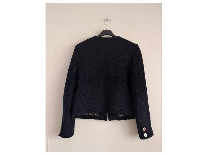 Claudie Pierlot Giacca cropped in tweed blu navy Blu scuro - vista 2