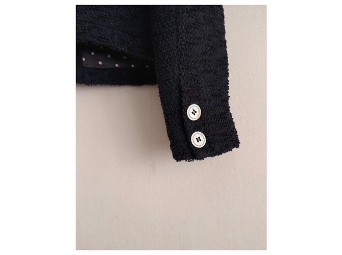 Claudie Pierlot Giacca cropped in tweed blu navy Blu scuro - vista 3