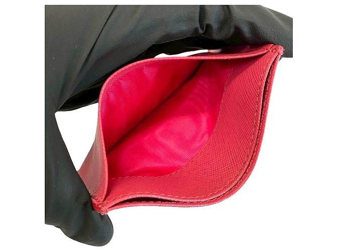 Tarjetero de cuero Saffiano rosa Prada - vista 8