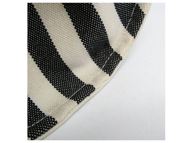 Hermès Cannes PM Canvas Tote Bag Schwarz Aus weiß - Ansicht 10