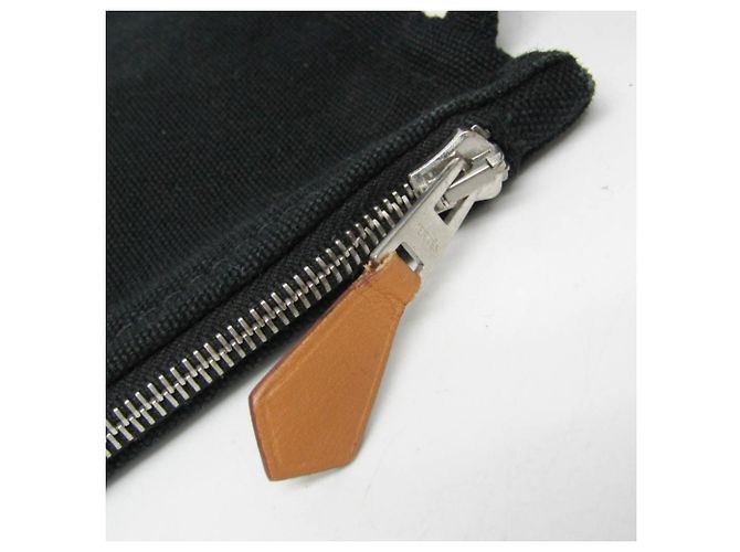 Hermès Cannes PM Canvas Tote Bag Schwarz Aus weiß - Ansicht 16