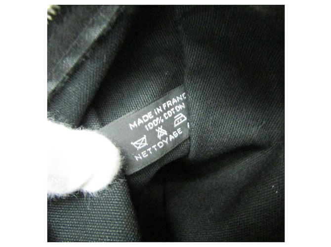 Hermès Cannes PM Canvas Tote Bag Schwarz Aus weiß - Ansicht 19