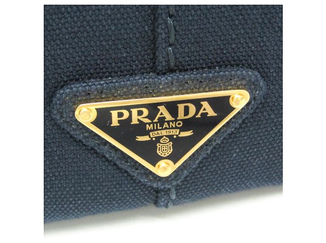 Tote Prada Canapa Damen Schultertasche aus Canvas Marineblau - Ansicht 11