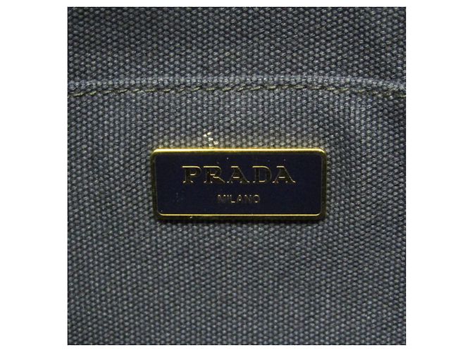Tote Prada Canapa Damen Schultertasche aus Canvas Marineblau - Ansicht 12