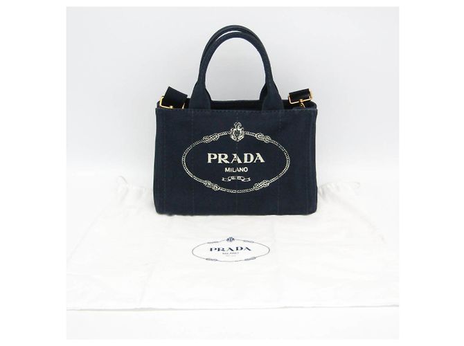 Tote Prada Canapa Damen Schultertasche aus Canvas Marineblau - Ansicht 2