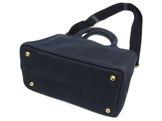 Tote Prada Canapa Damen Schultertasche aus Canvas Marineblau - Ansicht 3
