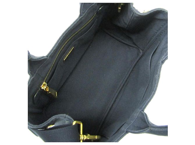 Tote Prada Canapa Damen Schultertasche aus Canvas Marineblau - Ansicht 4