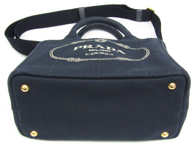 Tote Prada Canapa Damen Schultertasche aus Canvas Marineblau - Ansicht 5