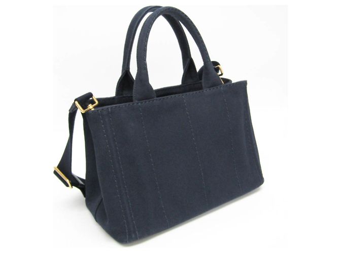 Tote Prada Canapa Damen Schultertasche aus Canvas Marineblau - Ansicht 6