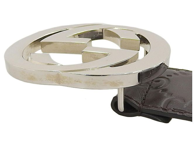 Ceinture Gucci à boucle entrelacée G Marron Marron foncé - vue 4