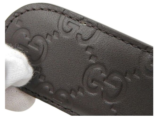 Ceinture Gucci à boucle entrelacée G Marron Marron foncé - vue 8