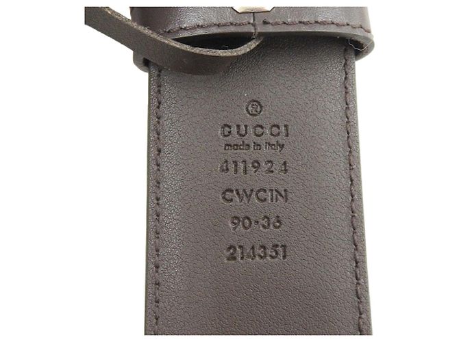Ceinture Gucci à boucle entrelacée G Marron Marron foncé - vue 9