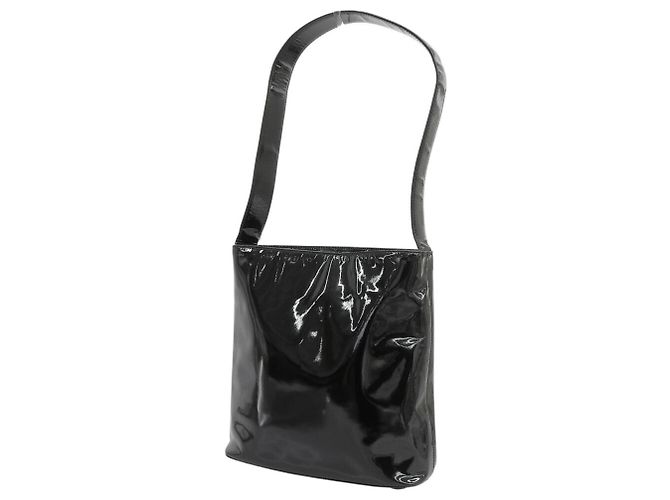 Borsa a spalla in pelle smaltata nera Prada Nero - vista 2