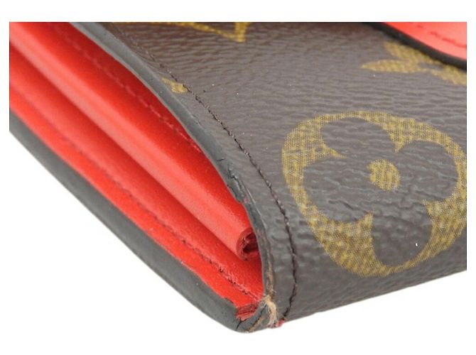 Louis Vuitton Monogramm Blumen Lange Geldbörse Braun Rot - Ansicht 4