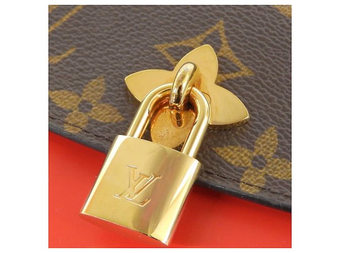 Louis Vuitton Monogramm Blumen Lange Geldbörse Braun Rot - Ansicht 6