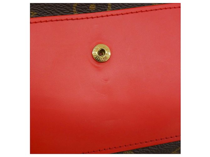 Louis Vuitton Monogramm Blumen Lange Geldbörse Braun Rot - Ansicht 7