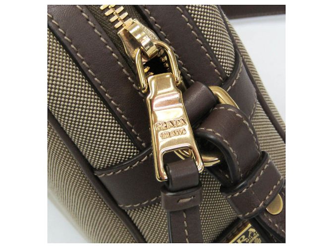 Borsa a Spalla Donna Prada LOGO JACQUARD 1BH089 Marrone Beige - vista 10