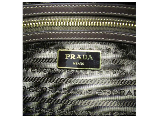 Borsa a Spalla Donna Prada LOGO JACQUARD 1BH089 Marrone Beige - vista 12
