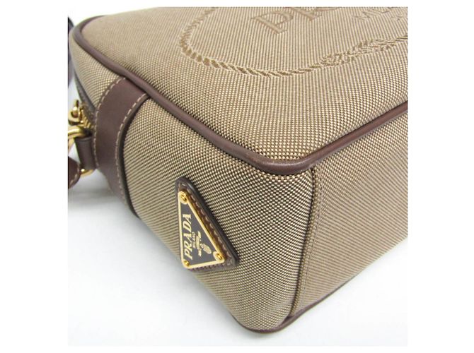 Borsa a Spalla Donna Prada LOGO JACQUARD 1BH089 Marrone Beige - vista 6