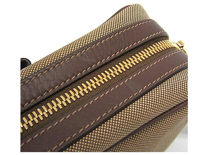 Borsa a Spalla Donna Prada LOGO JACQUARD 1BH089 Marrone Beige - vista 8