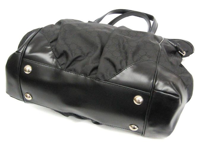 Borsa tote in nylon e pelle nera da donna Gucci 257290 Nero - vista 2