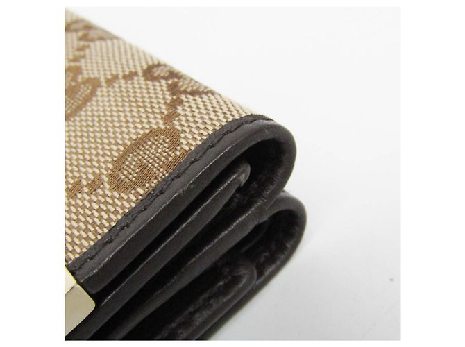 Portafoglio tri-fold da donna Gucci in tela GG e pelle Marrone Beige - vista 10