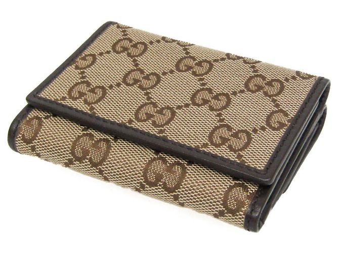 Portafoglio tri-fold da donna Gucci in tela GG e pelle Marrone Beige - vista 3