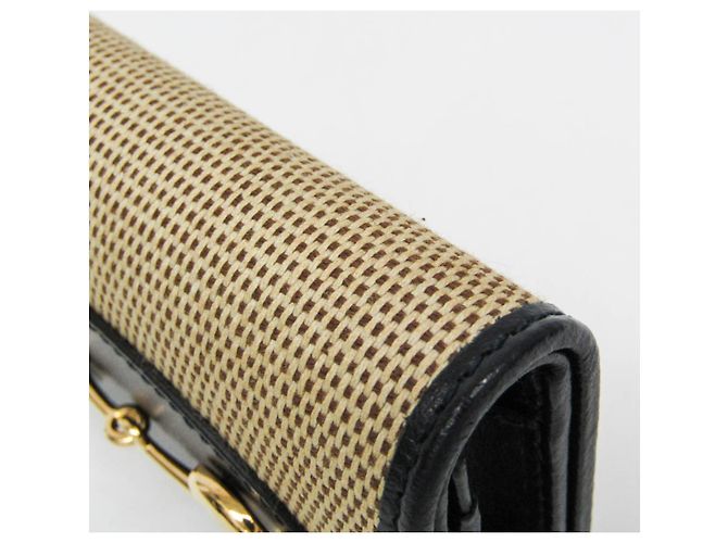Mini billetera Gucci Horsebit 1955 Negro Beige - vista 10