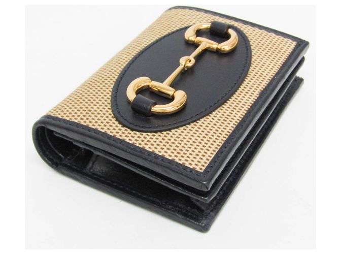 Mini billetera Gucci Horsebit 1955 Negro Beige - vista 7