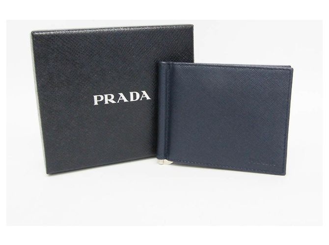 Prada Saffiano Men's Leather Bill Wallet Navy blue - view 2