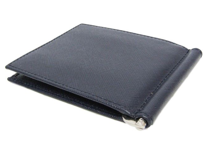 Prada Saffiano Men's Leather Bill Wallet Navy blue - view 3