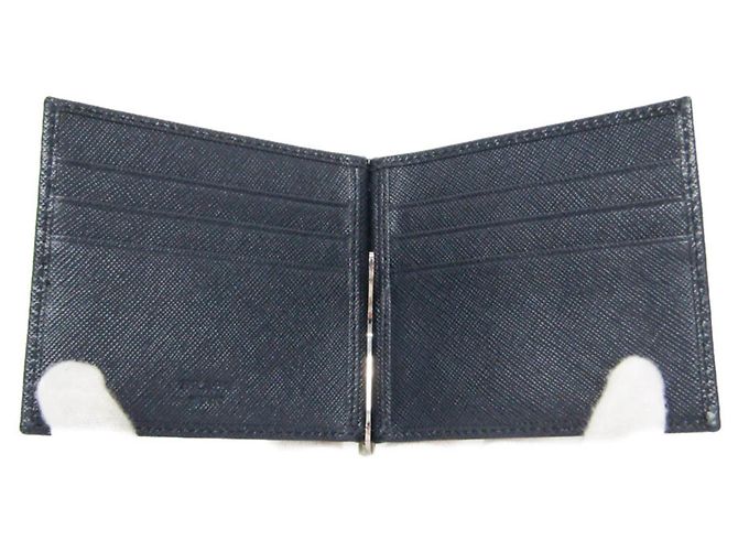 Prada Saffiano Men's Leather Bill Wallet Navy blue - view 4