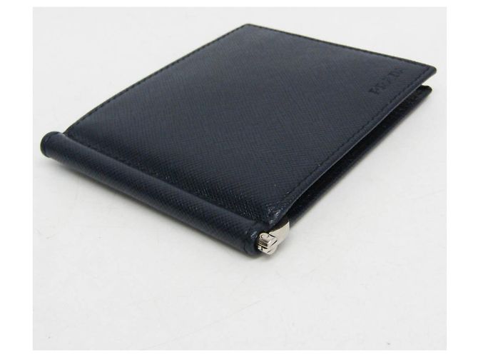 Prada Saffiano Men's Leather Bill Wallet Navy blue - view 6