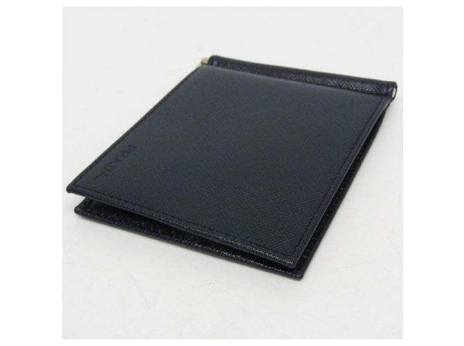 Prada Saffiano Men's Leather Bill Wallet Navy blue - view 7