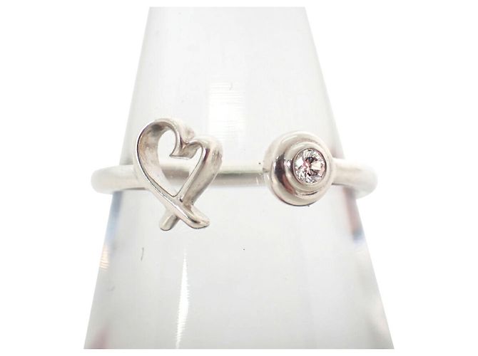Tiffany & Co. 925 Diamant Liebendes Herz Drahtring - Ansicht 2