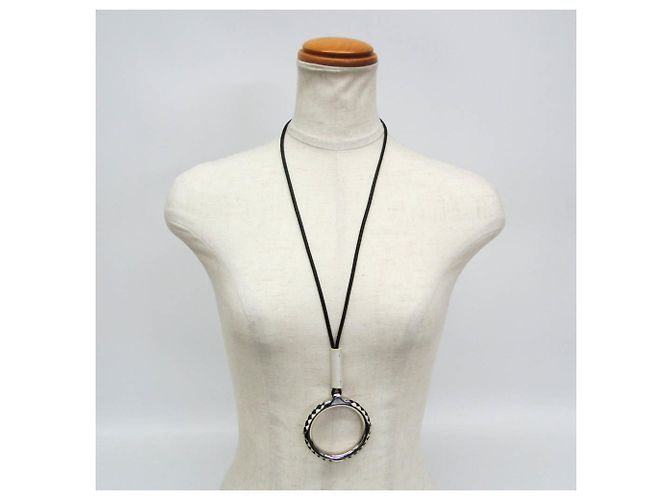Collana Pendente Intrecciato Grand Kyoto Loop di Hermès Nero Bianco - vista 18