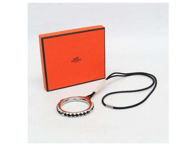 Collana Pendente Intrecciato Grand Kyoto Loop di Hermès Nero Bianco - vista 2
