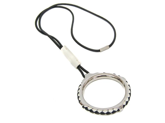 Collana Pendente Intrecciato Grand Kyoto Loop di Hermès Nero Bianco - vista 3