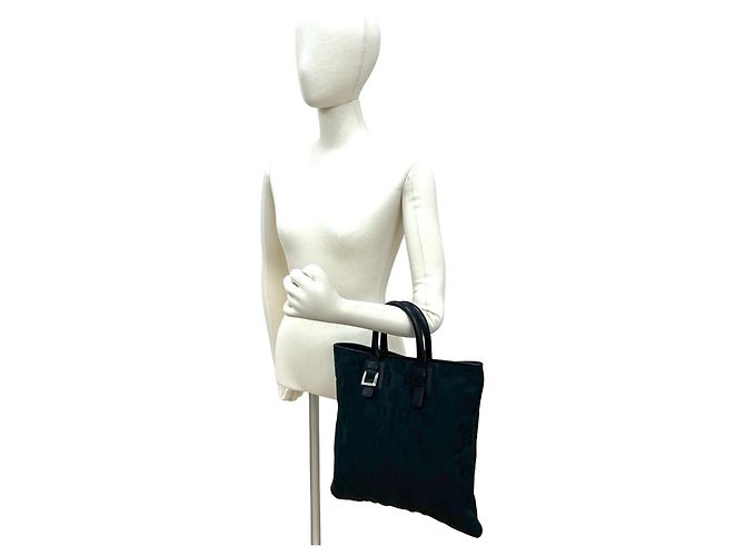 Loewe schwarze Canvas-Leder-Handtasche - Ansicht 2