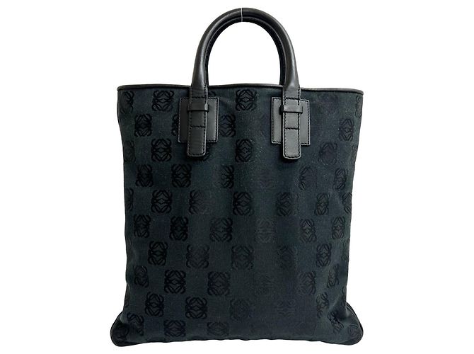 Loewe schwarze Canvas-Leder-Handtasche - Ansicht 3