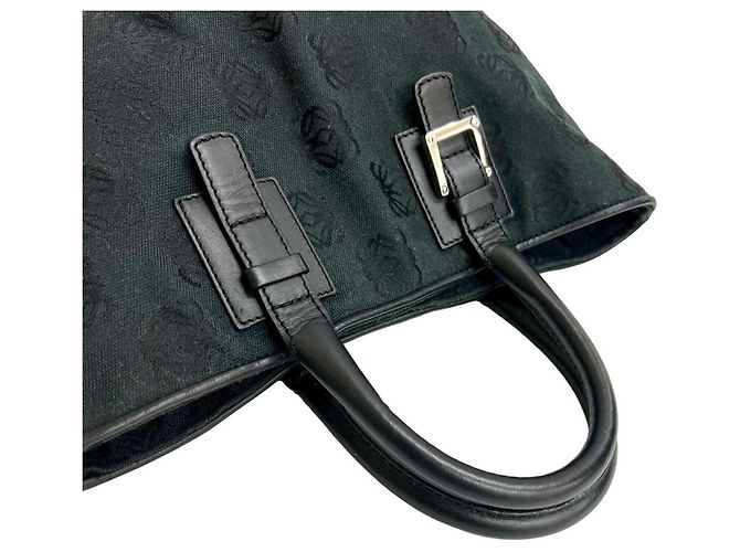 Loewe schwarze Canvas-Leder-Handtasche - Ansicht 4