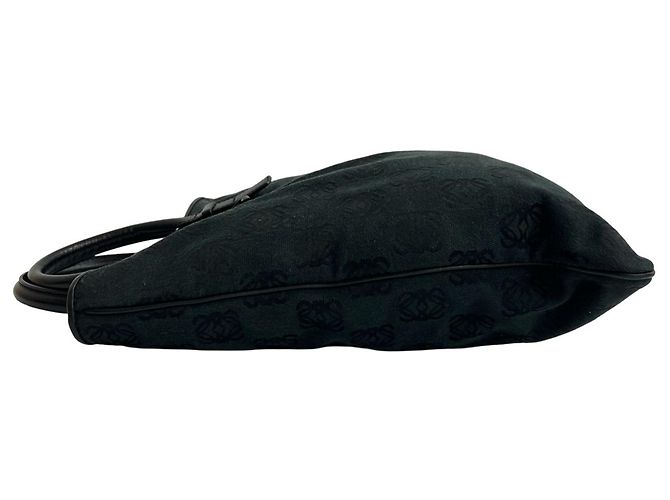 Loewe schwarze Canvas-Leder-Handtasche - Ansicht 5