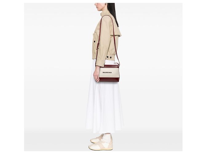 Borsa a tracolla in tela marrone con logo Balenciaga Beige - vista 7