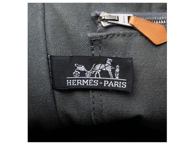 Hermès Borsa Fourre Tout PM in Tela Grigia Marrone Grigio antracite - vista 5