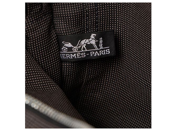 Hermès Tasche Herline PM aus grauem Canvas Braun Anthrazitgrau - Ansicht 5