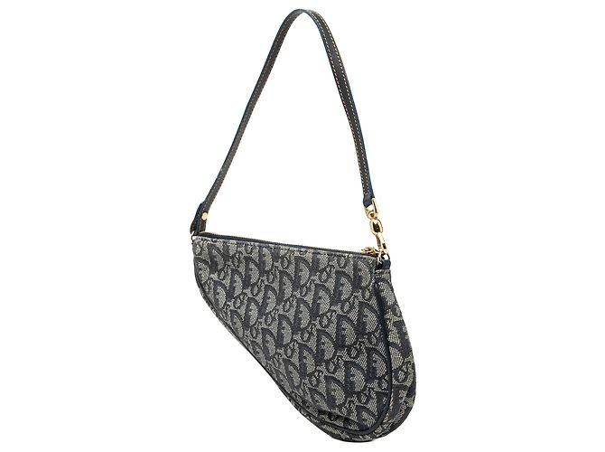 Pochette Saddle Mini Diorissimo in tela blu Dior Blu navy - vista 2