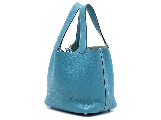 Hermès Picotin Lock 18 in pelle Clemence blu - vista 2