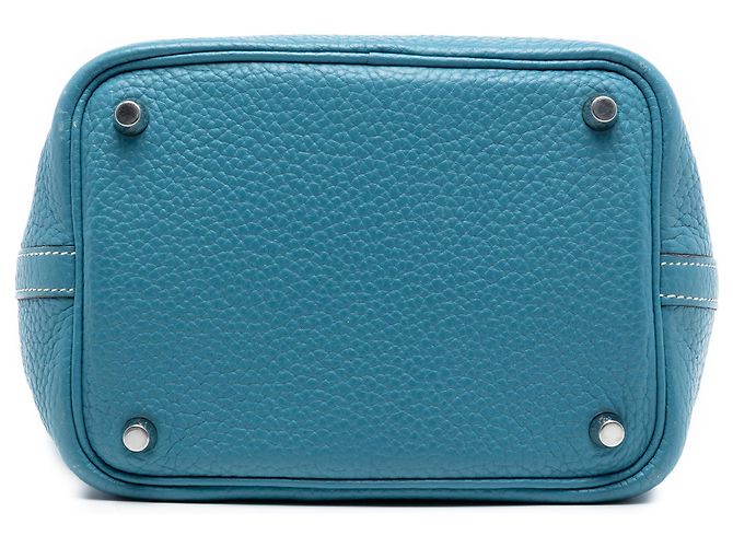 Hermès Picotin Lock 18 in pelle Clemence blu - vista 3