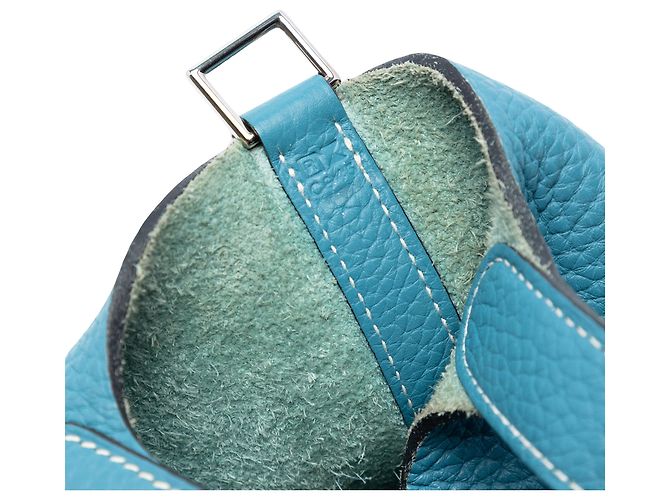 Hermès Picotin Lock 18 in pelle Clemence blu - vista 6